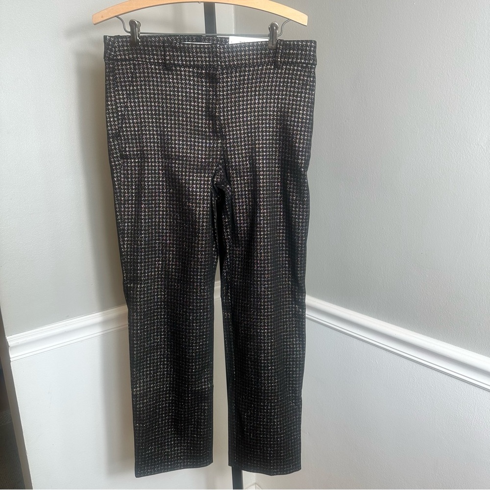 NWT Women’s Loft Riviera Slim Pants Black /Gold Metallic Size 4